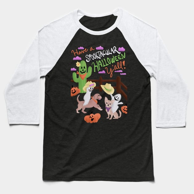 Spooktacular Cowboy Halloween Baseball T-Shirt by Annelie